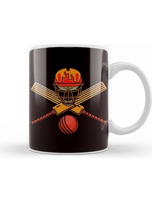 Cricketer Bat Ball Game Cricket Player Bowler Sports Kupa Bardak Porselen