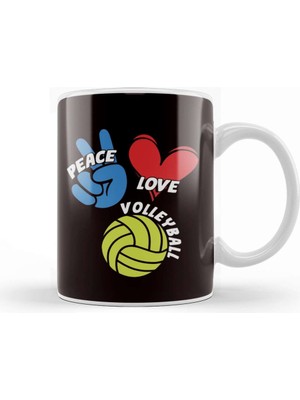 Peace Love Volleyball Player Game Team Coach Setter Training Kupa Bardak Porselen