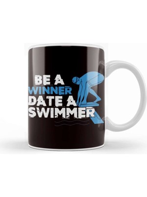 Funny Be Winner Date Swimmer Swimming Pool Athlete Coach Kupa Bardak Porselen