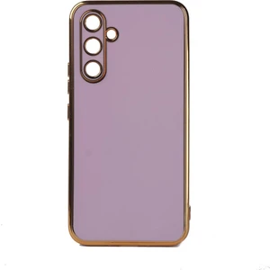 Samsung Galaxy A34 Kılıf Kenarı Gold Şeritli Arkası Parlak Silikon Kapak Bark
