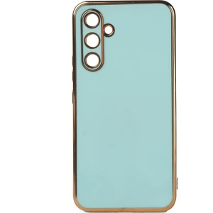 Samsung Galaxy A34 Kılıf Kenarı Gold Şeritli Arkası Parlak Silikon Kapak Bark