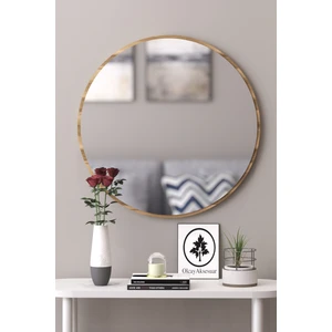 Olcay Aksesuar Ceviz Dekoratif 45CM Yuvarlak Ayna Antre Hol Koridor Duvar Aynası Salon Mutfak Banyo Wc Ofis Aynası