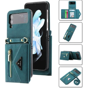 For Samsung Galaxy Z Flip4 Cilt Hissi Çapraz Beden Cüzdan Cep Telefonu Kılıfları (Yurt Dışından)