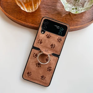 For Samsung Galaxy Z Flip4 Kedi Pençe Deseni Halka Tokası Cep Telefonu Kılıfları (Yurt Dışından)