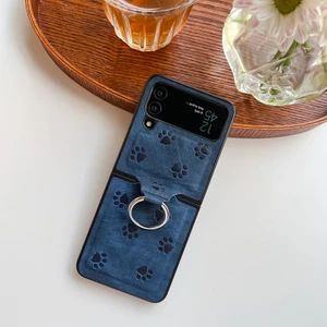 For Samsung Galaxy Z Flip3 Kedi Pençe Deseni Halka Tokası Cep Telefonu Kılıfları (Yurt Dışından)