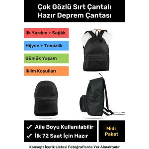 Midi Paket Tam Kapsamlı Hazır Deprem Çantası Için Ilk Yardım Seti Afad Akut 3 4 5 Kişilik Çanta Acil Durum Yaşam Kiti