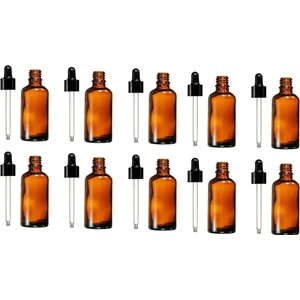 Amber Cam Şişe 50 ml Cam Damlalıklı 10 Adet