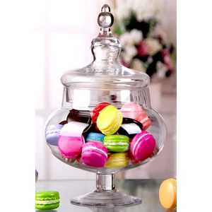 Ayaklı Kapaklı Cam Drajelik Kurabiyelik Kavanoz Fanus Şekerlik 32 cm