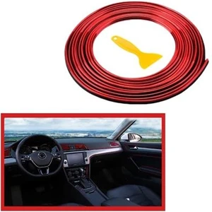 Kırmızı Araba Oto trim Dekorasyon Şeridi Kauçuk Elastik Kolay Kurulum 5 Metre Şerit Bant