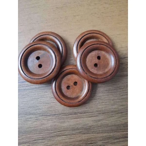İmren Aksesuar Tahta Düğme 3 cm  1 Paket 10 Adet