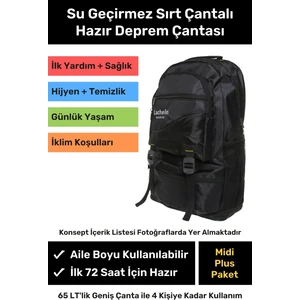 Midi Plus Paket Tam Kapsamlı Hazır Deprem Çantası Için Ilk Yardım Acil Durum Seti 3 4 5 Kişilik En Iyi Büyük Çanta Afad Akut Yaşam Kiti