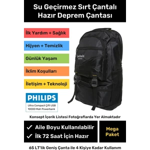 Mega Paket Tam Kapsamlı Hazır Deprem Çantası  Afad Akut Için 3 4 5 Kişilik En Iyi Büyük Çanta Ilk Yardım Acil Durum Seti Yaşam Kiti