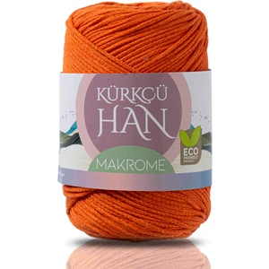 Kürkçü Han Premium Makrome Ipi 3mm 200gr 120m, %85 Rejenere Pamuk Örgü Ipi - Turuncu