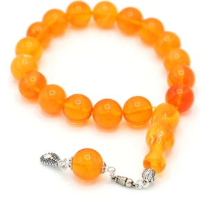 Midyat Nurtaş Gümüş Hareli Bal Rengi Efe Boy Toz Kehribar Tesbih 201021987