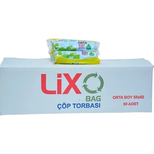 Lixo Orta Boy Çöp Poşeti 55x60 Cm 20 Li Rulo 50 Paket Mavi
