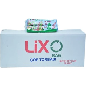 Lixo Büyük Boy Çöp Poşeti 65x80 Cm 10 Lu Rulo 50 Paket Mavi