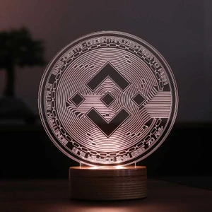 By Lamp Bnb Binance LED Masa Lambası Ahşap Taban 7 Farklı Işık Renkli