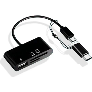 5256 Type-C Micro USB 3in1 Sd Micrsd Kart Okuyucu Otg Çevirici Kablosu