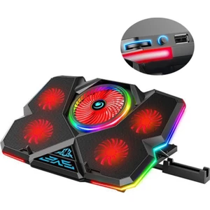 Cool Cold Gaming Notebook Soğutucu Kırmızı LED Telefon Tutuculu 5 Fanlı Rgb Işıklı Yükseklik ve Fan Hız Ayarlı