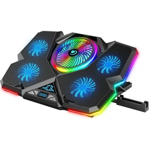 Cool Cold 12 Rgb Işık Modlu LCD Ekranlı Notebook Soğutucu - Yükseklik Ayarlı Fan Hız Kontrollü Telefon Tutucu