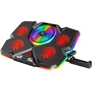 Cool Cold Telefon Tutuculu 12 Rgb Işık Modlu LCD Ekran Yükseklik Ayarlı Fan Kontrollü Oyuncu Notebook Soğutucu