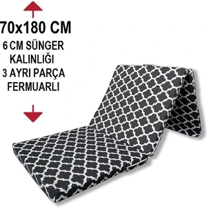 Vip Home Concept Katlanır Yer Yatağı ve Tek Kişilik Sünger Katlanır Minder Yatak 70X180 cm 6 cm Büyük Karaçatı