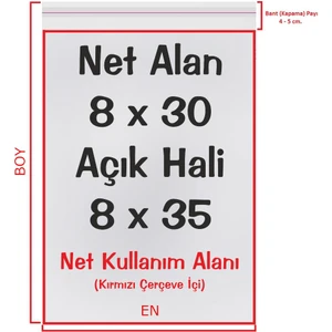 8X30+5 Cm. (8*35) 100 Adet - Şeffaf Bantlı Yapışkanlı Opp Jelatin Poşet