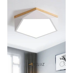 Ahşap Detay Görünümlü Metal Geometrik Model Tavan LED Avize