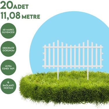 Armarks 20 Adet 11,8 Metre Plastik Bahçe Çiti, Plastik Dekoratif Bahçe Çiti, 59 cm Bahçe Çiti,