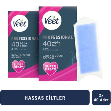 Veet Professional Hassas Ciltler İçin 40'lı Ağda Bandı Bacak & Vücut Bölgesi 2