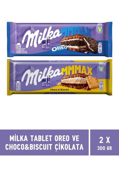 Milka Oreo ve Choco & Biscuit Tablet Çikolata 300 gr Mmmax - 2 Adet