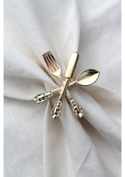 6 Adet Dekoratif Gold Food Style Peçete Halkası - Napkin Ring