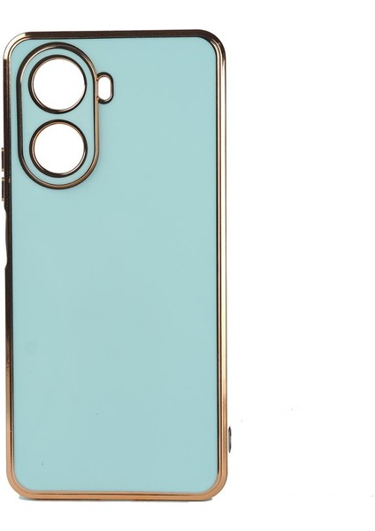 Huawei Nova 10 Se Kılıf Kenarı Gold Şeritli Arkası Parlak Silikon Kapak Bark