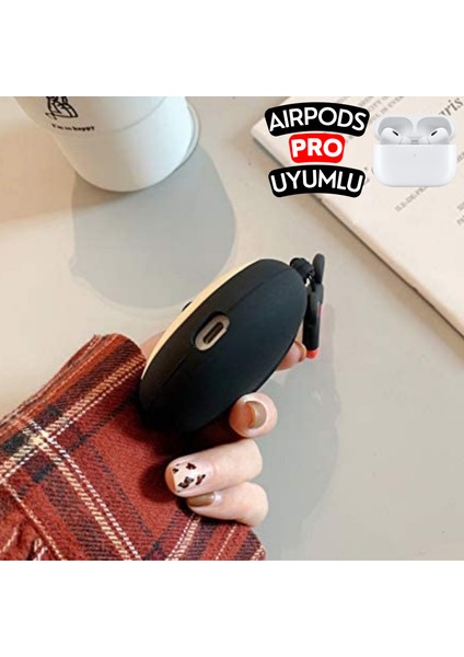 Airpods Pro Uyumlu Minnie Mouse Figürlü Sevimli Kopçalı Koruyucu Silikon Kılıf, Darbe Emici Kılıf