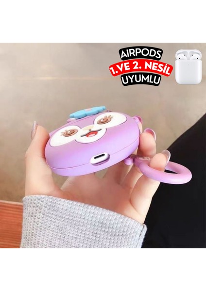 Airpods 1. ve 2. Nesil Uyumlu Stellalou Figürlü Sevimli Kopçalı Koruyucu Silikon Kılıf, Darbe Emici Kılıf indirimleri