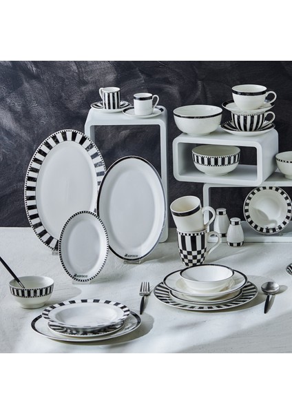 Damalı Küçük Porselen Kayık Tabak 30 cm modelleri