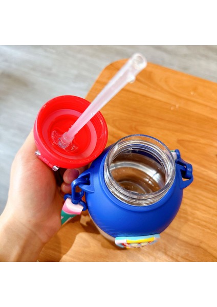 Kids Outdoor Portatif Plastik Su Şişesi 650ML Pipetli ve Taşıyıcılı (Yurt Dışından)