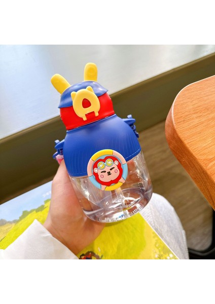 Kids Outdoor Portatif Plastik Su Şişesi 650ML Pipetli ve Taşıyıcılı (Yurt Dışından)
