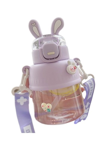Kids Outdoor Portatif Plastik Su Şişesi 700ML Pipetli ve Taşıyıcılı (Yurt Dışından)