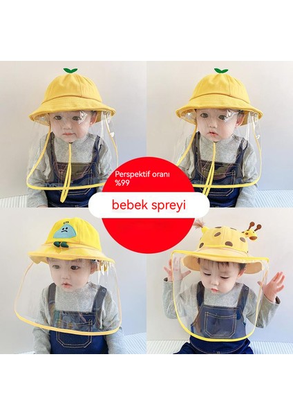 Bebek Ilkbahar ve Yaz Koruyucu Çıkarılabilir Yüz Maskesi Güneş Şapkası (Yurt Dışından)