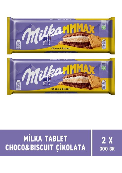 Choco & Biscuit Tablet Çikolata 300 gr Mmmax - 2 Adet