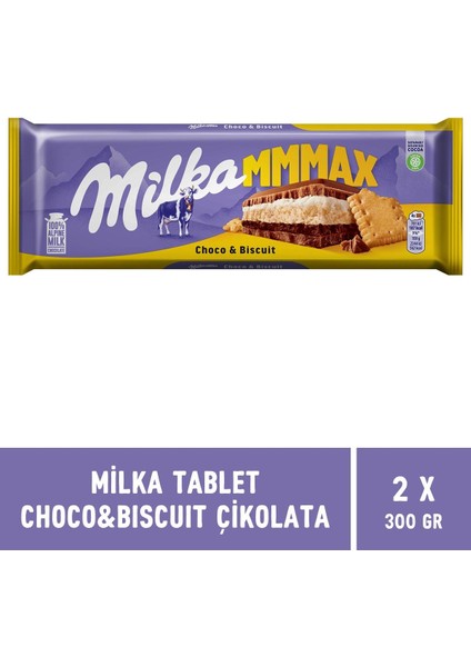 Choco & Biscuit Tablet Çikolata 300 gr Mmmax - 2 Adet