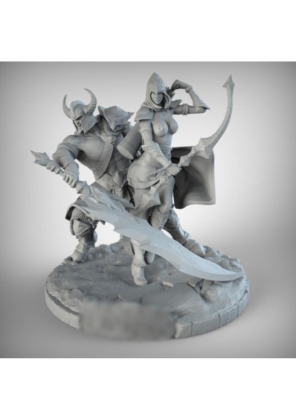 Tryndamere & Ashe Şampiyon Büyük Boy Biblo