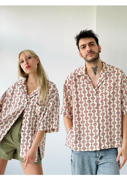 Model Oversize Retro Yaka Gömlek Unisex Somon