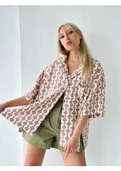 Model Oversize Retro Yaka Gömlek Unisex Somon
