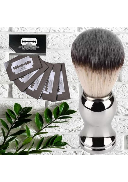 Shave S5 Full Metal Manuel Tıraş Makinesi + F10 Tıraş Fırça + Kase + 5 Adet Platinum Jilet