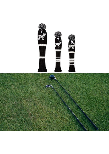 3 Adet Golf Kafa Kapağı Fairway Kulübü Başlık Elk Desen Uzun Boyun (Yurt Dışından) modelleri