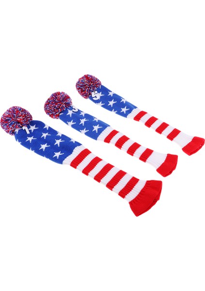 3pcs Uzun Boyun Golf Kulübü Headcover Pom Pom Ahşap Kafa Kapağı Örgü Çorap (Yurt Dışından) fırsatları