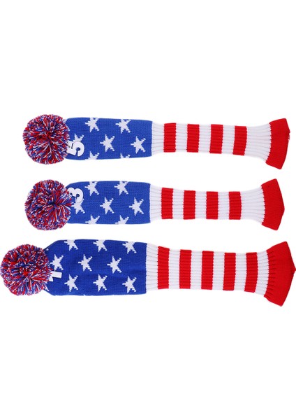 3pcs Uzun Boyun Golf Kulübü Headcover Pom Pom Ahşap Kafa Kapağı Örgü Çorap (Yurt Dışından) indirimleri