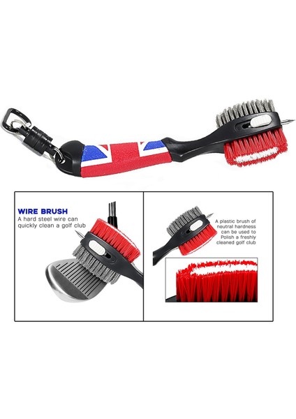 Golf Temizleyici Geri Çekilebilir Fırça ile Karabina Klip Golfçü Hediye Yumuşak Kafa Ingiliz Bayrağı (Yurt Dışından) modelleri